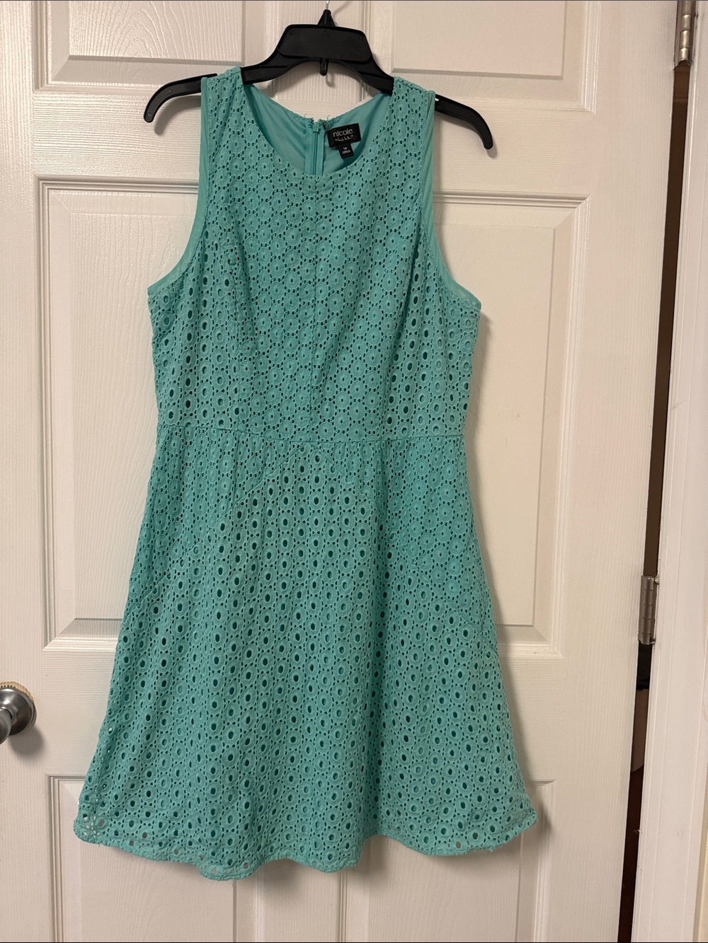 Nicole Miller Mint Eyelet Sleeveless Fit-&-Flare Dress